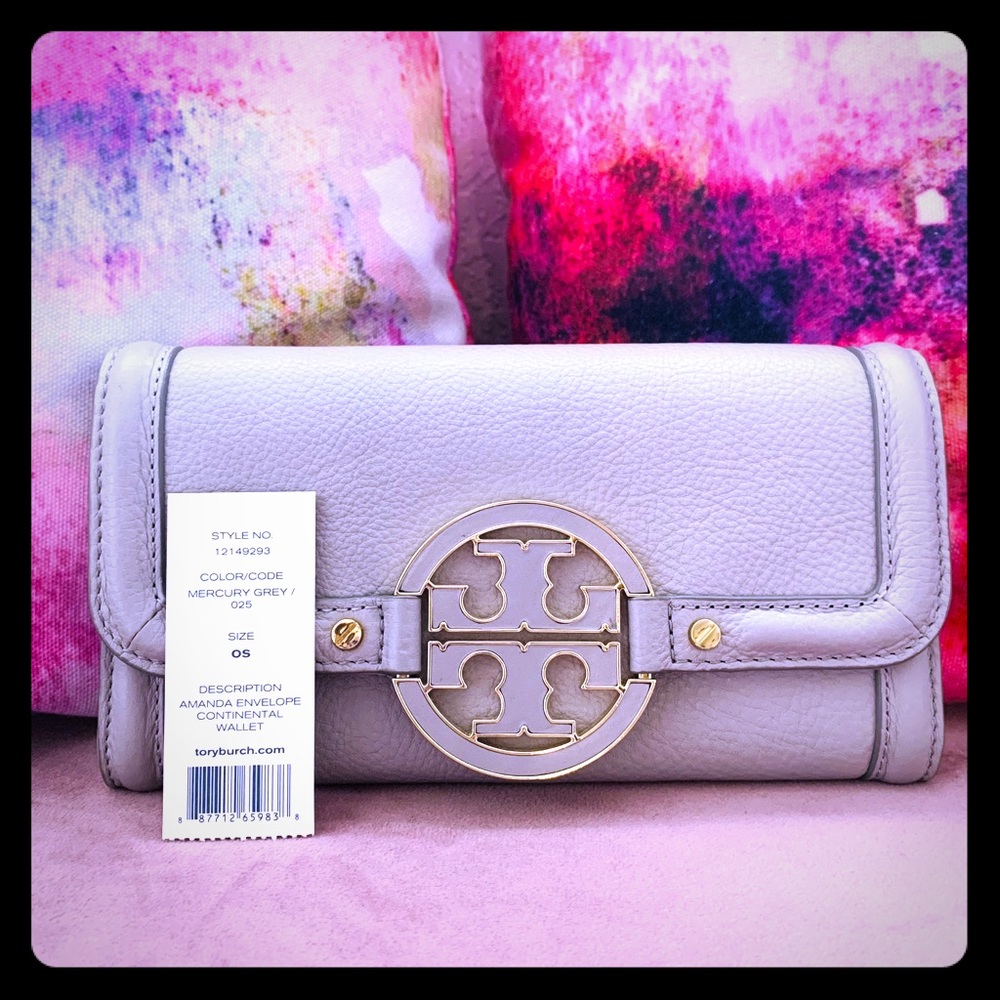 Tory Burch Amanda Wallet Mercury Grey
